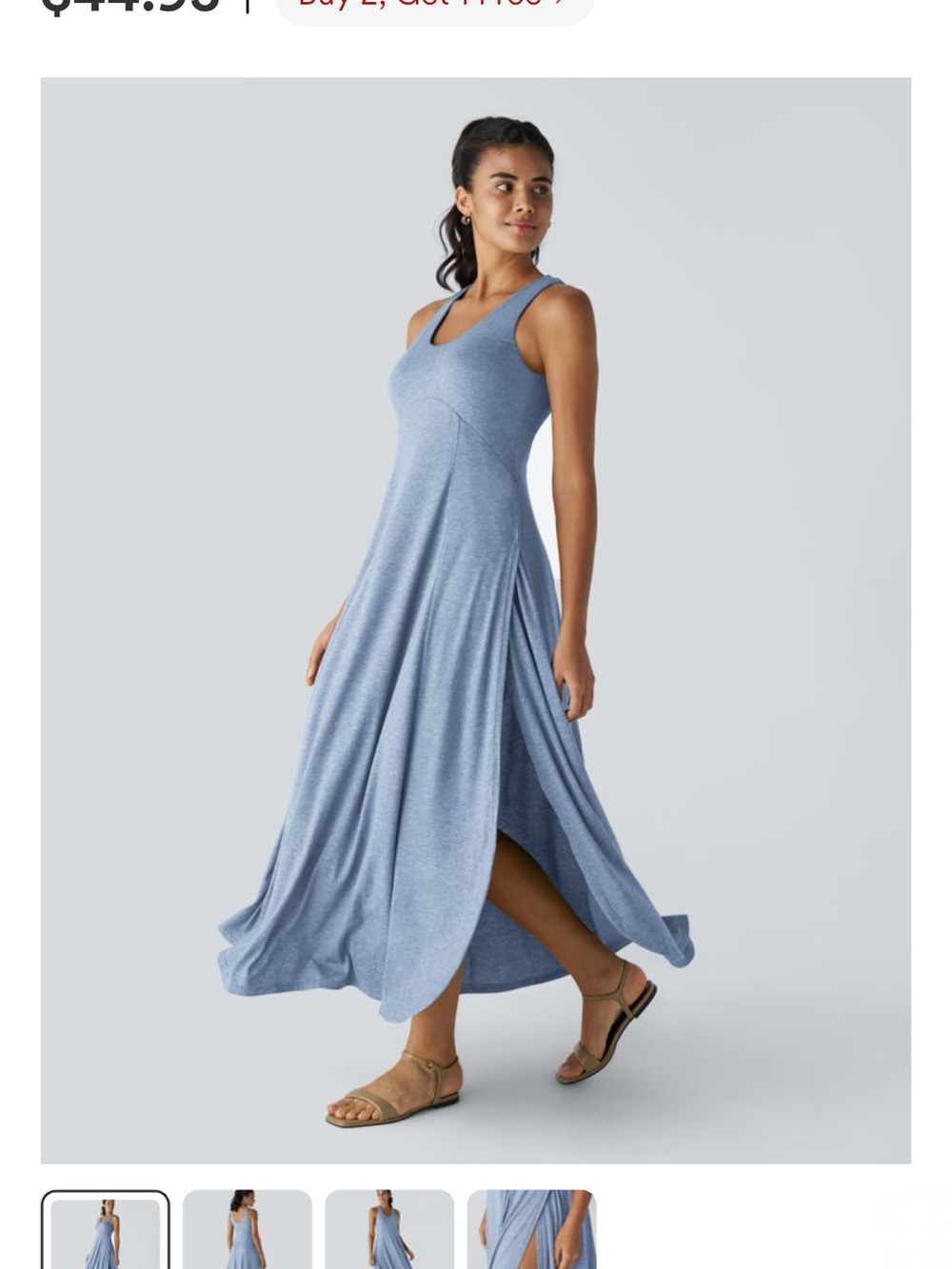 HALARA Cloudlight Blue Maxi Dress Sleeveless Flowy Skirt
